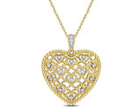 1/12 Carat (ctw) Diamond Heart Weave Pendant Necklace in 10K Yellow Gold with Chain